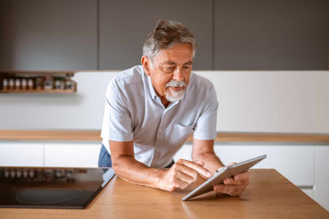 man using tablet